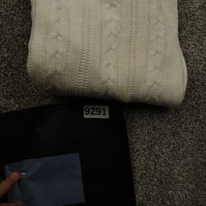 Carolina Amato Sweater Womens Large Cream Cable Knit Ramie Cotton Blend Pullover